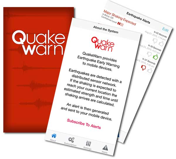 QuakeWarn iOS Application Mockup